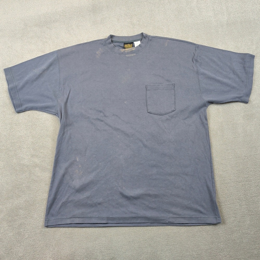 Eddie Bauer Pocket T Shirt Mens Large Vintage Made in USA Distressed Blue Grunge